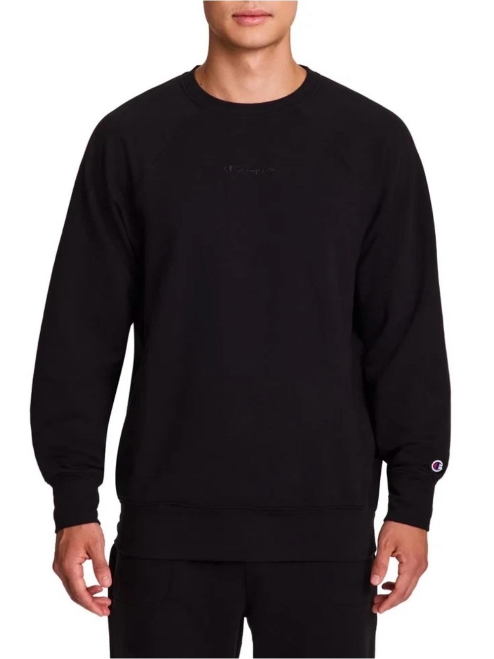 New Champion Men’s Black Crewneck Sweatshirt with Logo Size Large